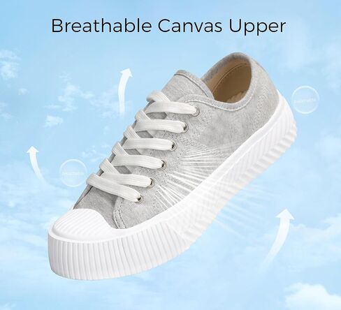 LUCKY STEP Women 's Canvas Shoes Low Top Fashion Sneakers Lace-up Classic Casual Walking Shoes in Kuwait