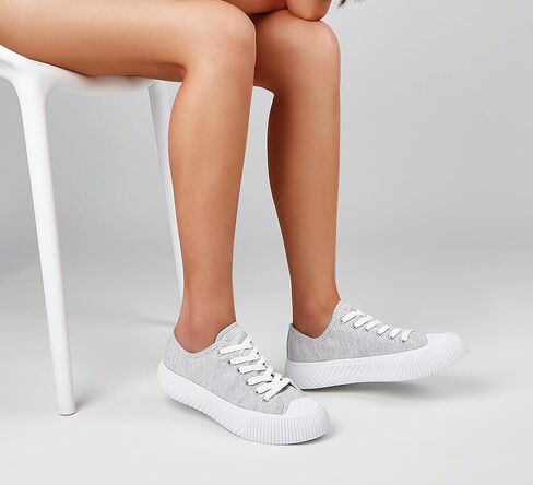 LUCKY STEP Women 's Canvas Shoes Low Top Fashion Sneakers Lace-up Classic Casual Walking Shoes in Kuwait