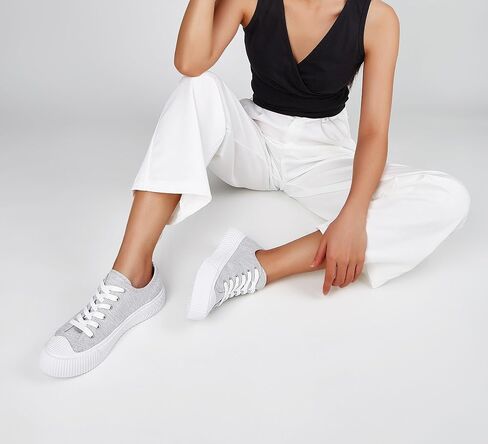 LUCKY STEP Women 's Canvas Shoes Low Top Fashion Sneakers Lace-up Classic Casual Walking Shoes in Kuwait