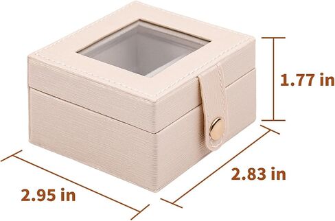 SANQIANWAN Small Leather Jewelry Box with Glass Top Mini Ring Display Case with 4 Slots for Selling Gift for Girls and Women (Black) in Saudi Arabia
