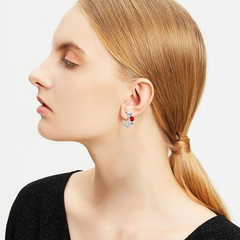 Triple Moon Goddess Earrings 925 Sterling Silver Birthstone Earrings Pagan Wiccan Jewelry Hoop Earrings Gifts for Women Girls in Kuwait