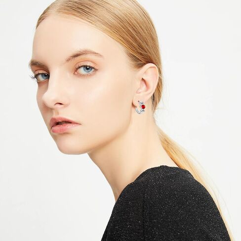 Triple Moon Goddess Earrings 925 Sterling Silver Birthstone Earrings Pagan Wiccan Jewelry Hoop Earrings Gifts for Women Girls in Kuwait