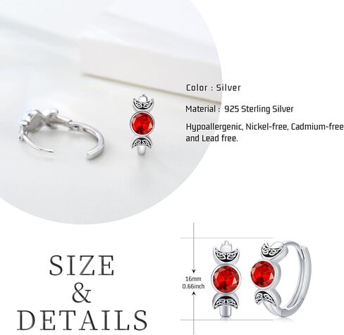 Triple Moon Goddess Earrings 925 Sterling Silver Birthstone Earrings Pagan Wiccan Jewelry Hoop Earrings Gifts for Women Girls in Kuwait