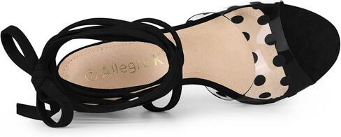 صندل نسائي من Allegra K بكعب ستيليتو منقط شفاف وأربطة in Kuwait