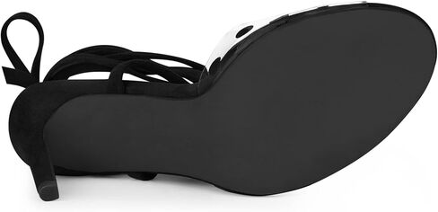 صندل نسائي من Allegra K بكعب ستيليتو منقط شفاف وأربطة in Kuwait