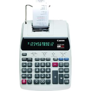 Canon Office Products 2204C001 Canon P170-DH-3 Desktop Printing Calculator with Currency Conversion, Clock & Calendar, and Time Calculation, Black/White/Silver, 14.60 Inch x 9.60 Inch x 3.00 Inch