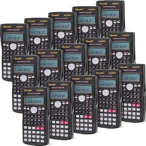 Flutesan 15 Pieces 2 Line Engineering Scientific Calculator Function Math Calculator Large Display for Student Teacher Classroom High School College School Business Offices Black