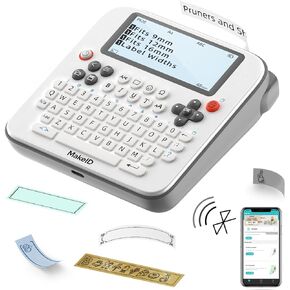 صانع الملصقات Makeid E1 - آلة صنع الملصقات القابلة لإعادة الشحن بتقنية البلوتوث - ملصق لوحة مفاتيح QWERTY، شاشة LCD بإضاءة خلفية مقاس 3.4 بوصة - مطبوعات 9 ~ 16 مم وهامش الملصق <= 1 مم in Kuwait