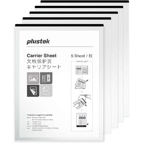 Plustek A4 / Letter Size Document Carrier Sheets (Pack of 5) - Protects Fragile Paper and A3 Size Document by Folding Support Epson, Brother, Fujitsu and Canon Document Scanner