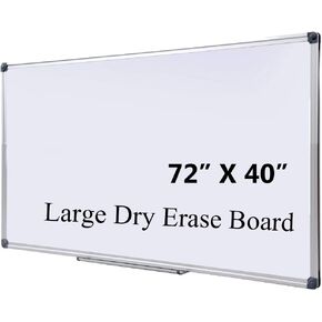 72 x 40 inch Large Magnetic Whiteboard with Pen Tray, Wall-Mounted Aluminum Dry Erase Board Message Presentation White Board for Office Home and School