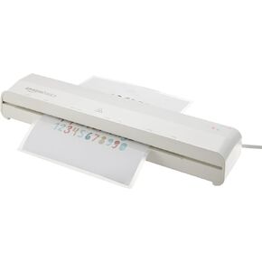 Amazon Basics 12-Inch Thermal Laminator Machine with Rapid Warm-Up (1 min), 20 Assorted Laminating Pouches Included, White