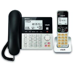 VTECH VG208 DECT 6.0 Corded/Cordless Phone for Home with Answering Machine, Call Blocking, Caller ID, Large Backlit Display, Duplex Speakerphone, Intercom, Line-Power (Silver/Black) in Kuwait