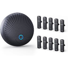 Conference Speaker and Microphone with 10 Wireless Mics, 360° Voice Pickup&AI Noise Reduction USB Speakerphone fits 10 Compatible with Leading Platforms for Large Call Meeting,Zoom,Home Office