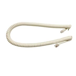 The VoIP Lounge 12 Foot Handset Receiver Curly Cord for Landline Phone Light Ivory Color