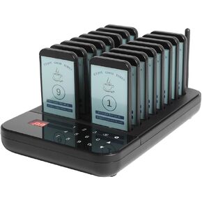Restaurant Pager Wireless Calling System Waterproof 16 Beepers Guest Customer Queue Pagers for Food Court Food Truck Church Nursery Clinic Coffee Shop with Buzzer Vibration Flash