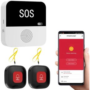 WiFi Wireless Caregiver Pager Call Button Life Alert System Emergency Alert Button for Seniors Patient Disabled Elderly 1 Panic Button 1 Receiver(only Supports 2.4GHz Wi-Fi)