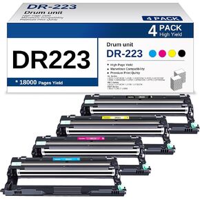 DR223CL بديل وحدة الطبل المتوافقة مع Brother DR223CL DR-223CL DR223 متوافق مع Brother MFC-L3770CDW MFC-L3750CDW HL-L3270CDW HL-L3290CDW HL-L3230CDW (أسود، سماوي، أرجواني، أصفر، 4 عبوات)