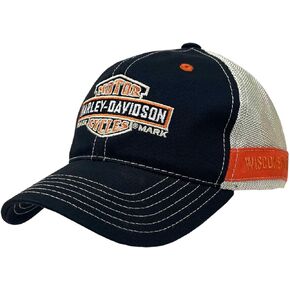 Harley-Davidson Men's Trademark B&S Curved Brim Colorblocked Mesh Trucker Cap Black