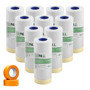 Tape and Drape, Pre-Taped Masking Film, for Automotive Covering Painting Paint Masking, 94.5-in x 66-Feet