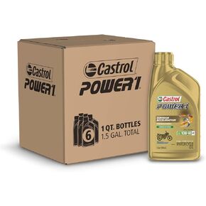 Castrol Power1 4T 10W-40 Full Synthetic Motorcycle Oil, 1 Quart, Pack of 6