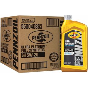 Pennzoil Ultra Platinum Full Synthetic 0W-20 Gasoline Engine Oil, 1 Quart (Case of 6)
