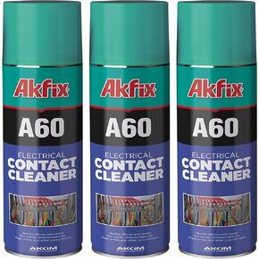 بخاخ منظف الاتصال الكهربائي من Akfix A60 - مزيل تدفق غير قابل للتآكل، منظف رش إلكتروني لأجهزة الكمبيوتر ولوحة المفاتيح وشاشة الشاشة والبطارية ومنظف معدني آمن | 1 علبة، 12 أونصة.