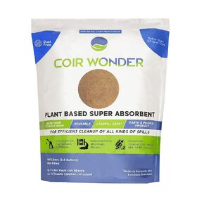 Coir Wonder 3-in-1 Oil Absorbent, Paint Hardener & Sweeping Compound – 15 Liter (15.9 Quarts) – for Oil, Biohazard, Body Fluid Spill Kit – Coco Husk Granules – Absorbing More Than Clay Litter & Mats