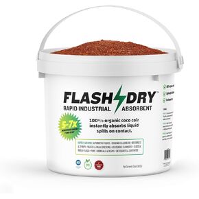 FlashDry Super Spill Absorbent, 5L Bucket with Dispenser Lid, 100% Organic Coco Coir, Landfill Safe, OSHA Approved, Ideal for Absorbing Oil, Paint, Grease in Garages, Kitchens, Janitor Kits, Pack of 2
