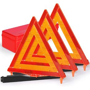 3 Pack Warning Triangle DOT Approved, Foldable Emergency Safety Reflective Triangles for Roadside Vehicles Breakdown with Carrying Case