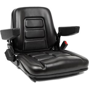Universal Fold Down Forklift Seat,Micro Switch,Armrest And Safety Belt,for Tractor,Excavator Skid Loader Backhoe Dozer Telehandler