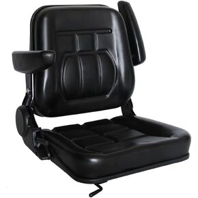 Universal Forklift Seat Black Tractor Seat, 6"Adjustable Mower Seat Foldable Seat Including Armrests&Seat Switch, 18.5" x 20" x 18" Skid Steer Seat Fit Forklift, Tractor…
