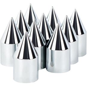 United Pacific 10768 1-1/8" x 2-13/16" Chrome Plastic Spike Nut Covers - Push-On (Color Box Of 10)