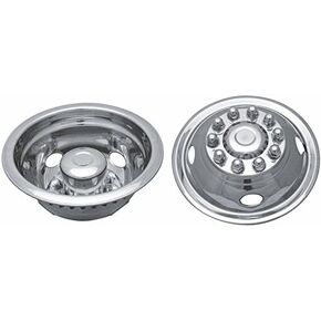 Kaper II SS-1610-EZN Polished Stainless Steel Ford Truck Wheel Simulator Set (16" x 7.25" 10 Lug 4 Hand Hole Push on)