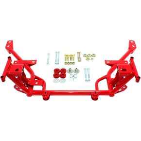 BMR Suspension K-Member, Tubular, Factory Steering Rack, Stock Motor Mounts, Steel, Red Powder Coat, Ford Mustang 2005-14, Each