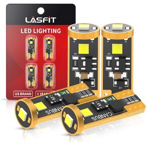LASFIT 194 168 T10 2825 W5W LED Bulb Canbus Error Free, Non-Polarity 400LM Extremely Bright for Side Marker Map Doors, 12-24V, Amber Yellow (Pack of 2)
