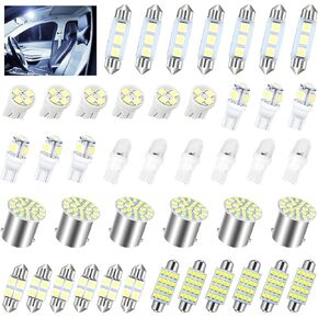 HIPOPY 42 Pcs Car LED Lights Kit, Auto Interior Bulbs Set, 6000K 12V T10 For Accessory, Brake, License Plate, Map, Parking Lights
