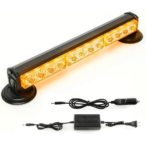 BooYu 19" Rechargeable 16 LED Emergency Strobe Lights Bar Portable Battery Wireless Mini Roof Top Hazard Flash Beacon Warning Light w/Magnetic Base for Firefighter/Police/Trucks/Vehicles (Red/Blue)
