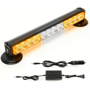 BooYu 19" Rechargeable 16 LED Emergency Strobe Lights Bar Portable Battery Wireless Mini Roof Top Hazard Flash Beacon Warning Light w/Magnetic Base for Firefighter/Police/Trucks/Vehicles (Red/Blue)