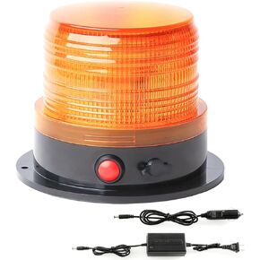 BooYu Battery Operated Amber Warning Beacon Light w/Magnetic Base, Portable Rechargeable Mini Roadside Roof Top Plow LED Strobe Emergency Flash Mail Lights for Trucks/Trailer/Vehicle 1-Pcs