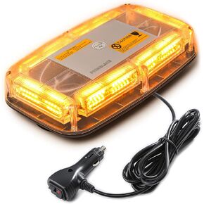 2-Pcs 72LED Roof Top Emergency Strobe Beacon Lights, 12-24V High Visibility Safety Warning Mini Strobe Light bar with Magnetic Base for Snow Plow, Trucks, Construction Vehicles (Amber/White)
