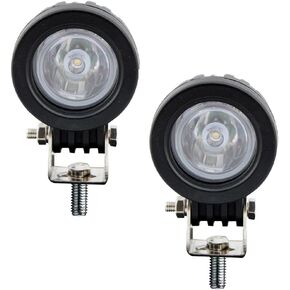 QHLightlux LED Motorcycle Light, Fog Driving Lights, 2.2 Inch 10W Spot Beam, 6000K Cool-White, High Lumen Output Low Current Consumption 12V/24V DC, Black Finish, 2 Pack