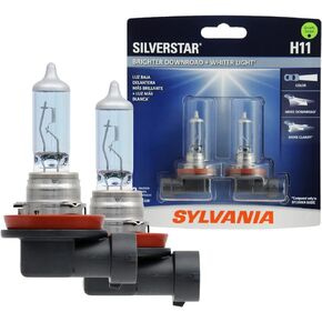 SYLVANIA - H11 SilverStar - High Performance Halogen Headlight Bulb, High Beam, Low Beam and Fog Replacement Bulb, Brighter Downroad with Whiter Light (Contains 2 Bulbs)