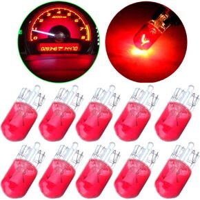 cciyu 10 pcs T10 W5W Red Halogen Light Bulb 168 194 Instrument Cluster Gauge Dash Lamp 12V