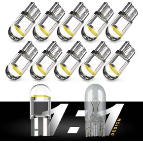 194 LED Bulb Interior Light - 1:1 Halogen Bulb Design 168 T10 W5W For Car License Plate Dome Map Door Courtesy Side Marker Parking Replacement White Light - Pack of 10