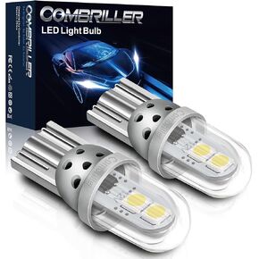 Combriller 194 LED Bulb White 6000K Super Bright 168 2825 W5W T10 LED Bulbs with Protective Cover and Hollow Design Led Replacement Bulbs for Dome Map Door Courtesy Trunk Parking Lights, Pack of 2