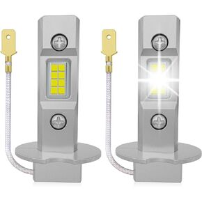 مصابيح ضباب LED H3 مطورة لعام 2024، توصيل وتشغيل صغير الحجم 1:1، 6500K أبيض أكثر سطوعًا بنسبة 500%، مصباح H3ll LED لمصباح الضباب، DRL (عبوة من 2) in Kuwait