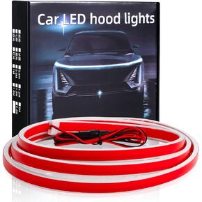 Dual Color Amber White Switchback 79 Inches【𝐔𝐩𝐠𝐫𝐚𝐝𝐞𝐝】 Car Hood Light Strip,Dynamic Car LED Strip Light,Exterior Flexible Headlight Waterproof Daytime Running Light Strip(1 Set)