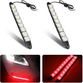 2Pcs 9 LED Daytime Running Strip Lights DRL Kit, Flexible Bright Spot Fog Lamp, High Power Clearance Light, Auto Accessories Universal Fit Many Cars (Green)