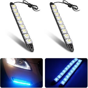 قطعتان من 9 مصابيح LED للتشغيل النهاري DRL، مصباح ضباب مرن للبقع الساطعة، ضوء شفاف عالي الطاقة، ملحقات السيارات تناسب العديد من السيارات (أبيض) in Kuwait