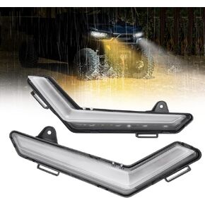 KEMIMOTO Upgraded DRL Signal Light compatible with Can am Defender, Flashing Flowing Light Yellow LED Daytime Running Light DRL Fang Light Headlight DRL, Compatible with Can am Defender 2020+
